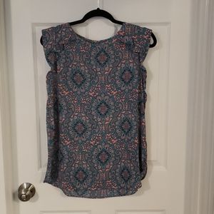 Loft top teal and pink